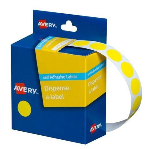 14MM CIRCULAR LABEL YELLOW DIS BOX 1050