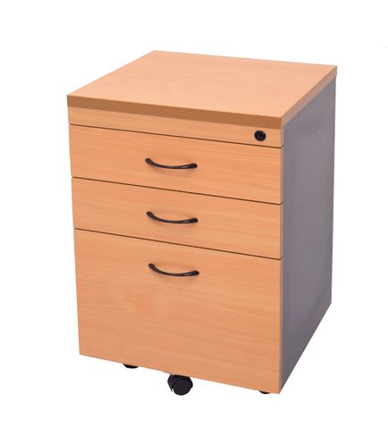 RAPID WORKER MOBILE PEDESTAL - 2 PERSONAL DRAWERS + 1 FILE DRAWER  BEECH/IRONSTONE
