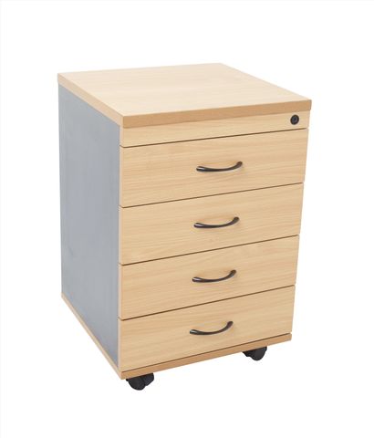 RAPID WORKER MOBILE PEDESTAL - 4 PERSONAL DRAWERS  BEECH/IRONSTONE