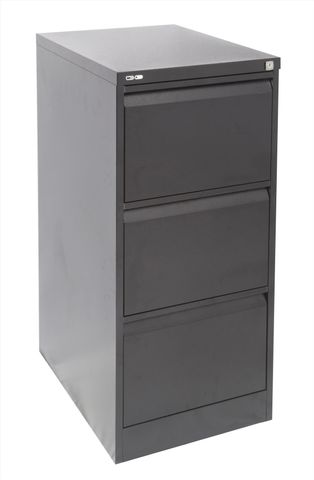 GO HEAVY DUTY 3 DRAWER FILING CABINET -  BLACK RIPPLE