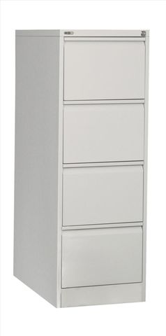 GO HEAVY DUTY 4 DRAWER FILING CABINET SILVER GREY