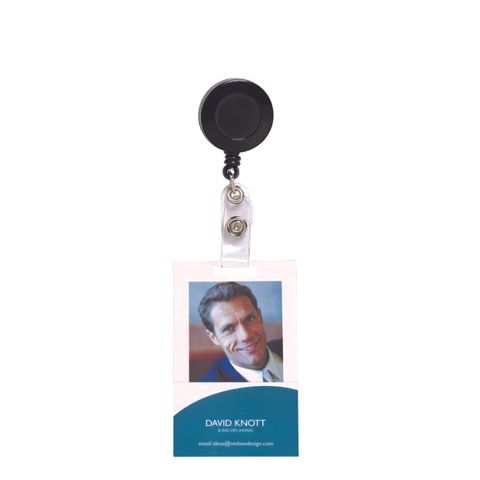 REXEL ID RETRACTABLE CARD HOLDER WITH STRAP BLACK