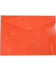 DOCUMENT WALLET A4 ORANGE PVC BUTTON CLOSURE