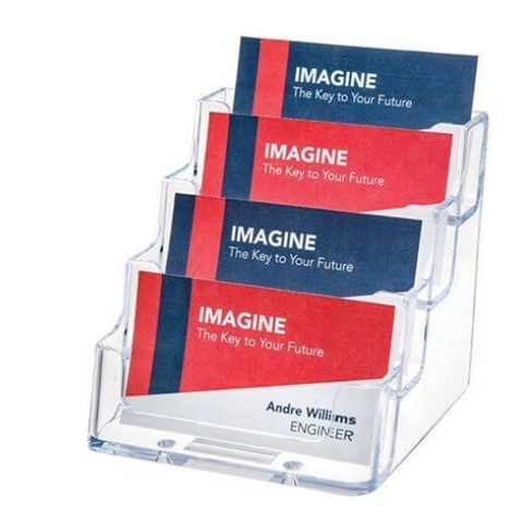 BUSINESS CARD HOLDER 4 TIER FREE STANDING LANDSCAPE  (1 WIDE X 4 HIGH)