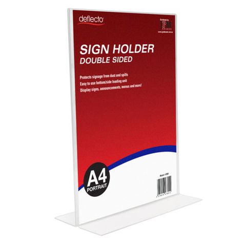 SIGN HOLDER A4 DESK STANDING DOUBLE SIDED PORTRAIT