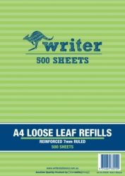 LOOSE LEAF REFILL A4 500LF 7MM FEINT RULED