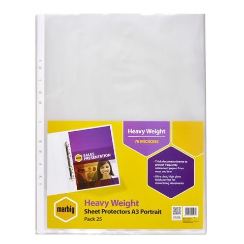 SHEET PROTECTORS A3 HEAVY WEIGHT PORTRAIT PK25