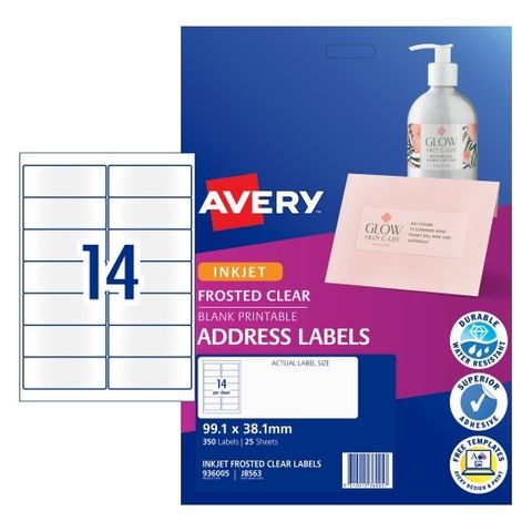 AVERY LABEL INKJET A4 99X38MM CLEAR 936005