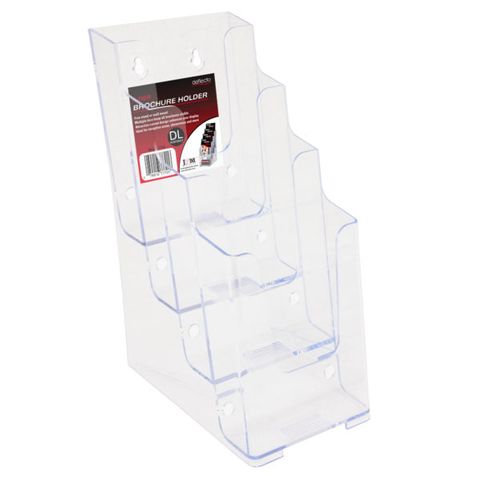 DEFLECTO DL 4 TIER FREE STANDING BROCHURE HOLDER CLEAR
