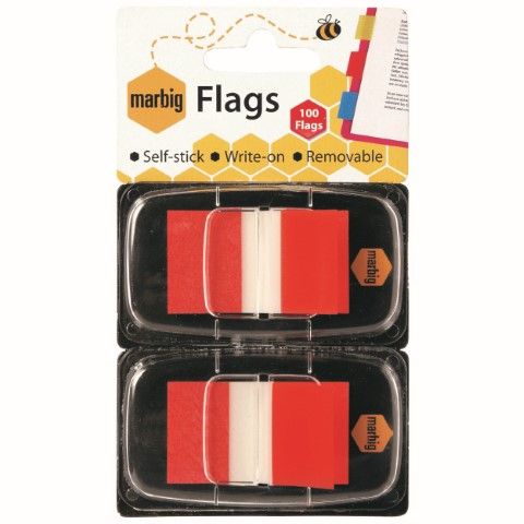 FLAGS RED POP UP 25X44MM 2PK X50 TRANSPARENT MARBIG