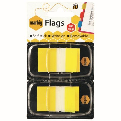 FLAGS YELLOW  POP UP 25X44MM 2PK X50 TRANSPARENT MARBIG