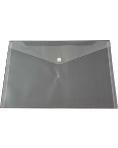 DOCUMENT WALLET A4 CLEAR PVC  BUTTON CLOSURE