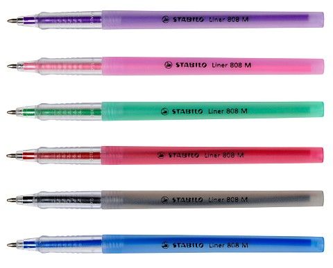 STABILO BLUE MED #808 BALL PEN BX10 FROSTED BARRELL