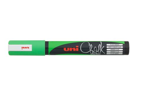 UNI CHALK MARKER FLUORO GREEN 2.5MM - WON'T WASH OFF IN THE RAIN