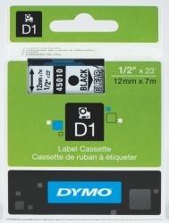 DYMO D1 LABEL TAPE 12MMX7M BLACK ON CLEAR