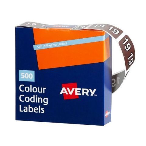 AVERY COLOUR CODING LABELS - YEAR 2019 BX500