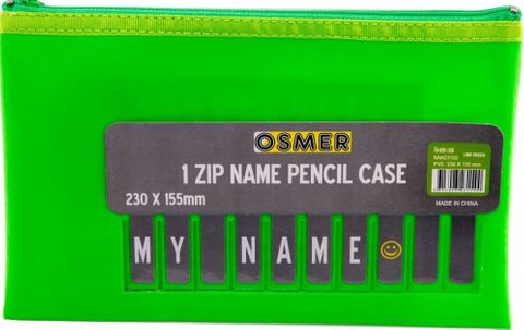 PENCIL CASE GREEN PVC 23CM X 15CM