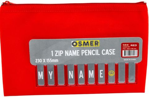 PENCIL CASE RED PVC 23CM X 15CM