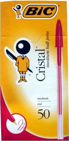 PEN BIC CRISTAL ORIGINAL MEDIUM RED BX50