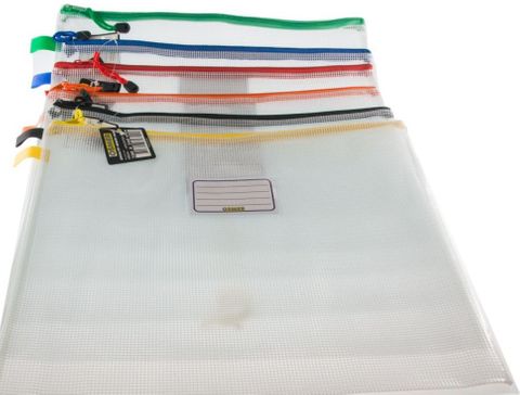 MESH CASE A4 ASSORTED COLOURS ZIP 360X270MM
