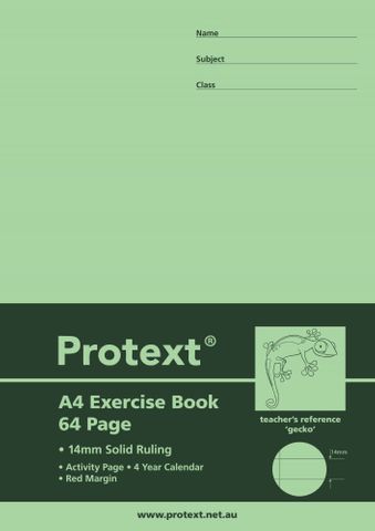 PROTEXT A4 EXERCISE BOOK 64 PAGE GECKO DESIGN