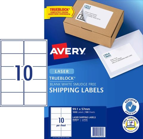 AVERY LABEL 10UP L7173 WHITE 99X57MM PK100
959031
