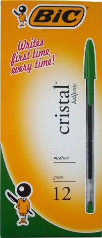 PEN BIC CRISTAL MEDIUM GREEN   EACH