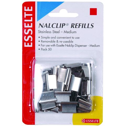 NALCLIP REFILLS MEDIUM PK50 STEEL  ESSELTE