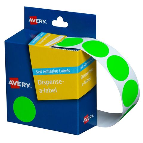 24MM AVERY FLUORO GREEN CIRCLE  BOX350