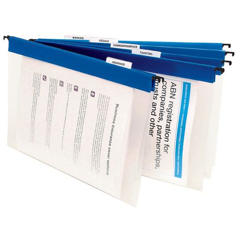 SUSPENSION FILES PP BLUE/CLEAR PK10  COMPLETE WITH TABS & INSERTS