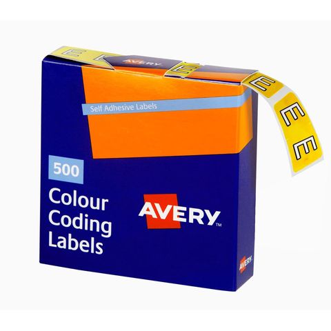 AVERY COLOUR CODING LABEL LETTER E  BX500  SIDE TAB