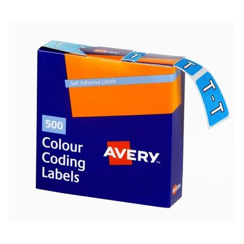 AVERY COLOUR CODING LABEL LETTER T  BX500
SIDE TAB