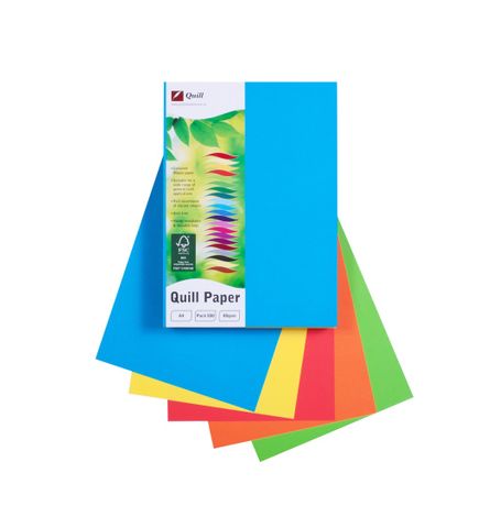 QUILL XL A4 80GSM ASST BRIGHT COLOUR PAPER
PK500