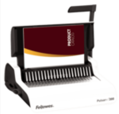 BINDING MACHINE FELLOWES PULSAR 300+
BINDS 300 PAGES & PUNCHES 15 SHEETS USING UP TO
38MM COIL