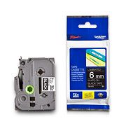 TZE315 BROTHER 6MM WHITE ON BLACK TAPE  - 8 METERS- CQS15