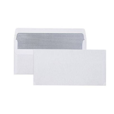 DL ENVELOPE PLAIN SELF SEAL SECRETIVE  80GSM 110X220MM WHITE BOX 500