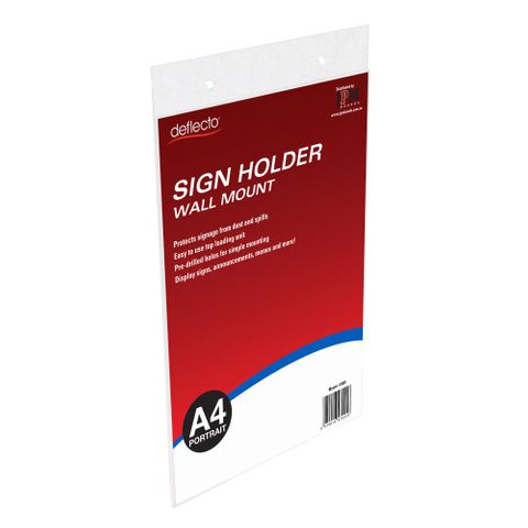 DEFLECTO WALL MOUNT SIGN HOLDER A4  PORTRAIT
(ATTACH WITH SUCTION CUPS - SOLD SEPARATELY) OR SCREWS