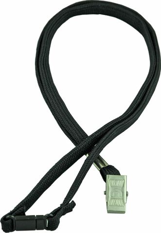 LANYARD BLACK WITH ALIGATOR CLIP AND SAFETY RELEASE PK20