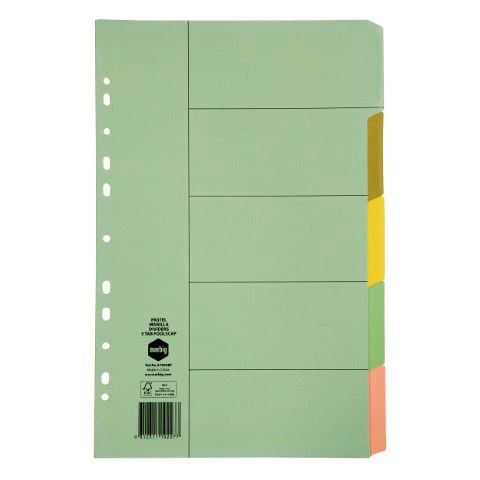 DIVIDERS 5 TAB FOOLSCAP PASTEL MANILLA MARBIG