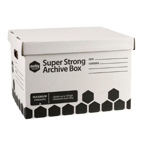 SUPER STRONG ARCHIVE BOX  MAX LOAD 35KG
DOUBLE LAYER BASE  420L X 320W X 260H
CERTIFIED BOARD