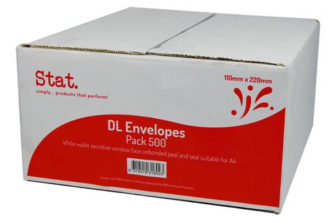 DL ENVELOPE WINDOWFACE PEEL & SEAL SOVEREIGN
BOX 500