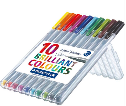 TRIPLUS 334 FINELINER WLT10  ASST COLOURS  0.3MM STAEDTLER