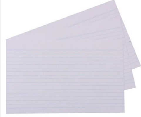 RULED CARD 8X5 (200X125MM)WHITE PK100