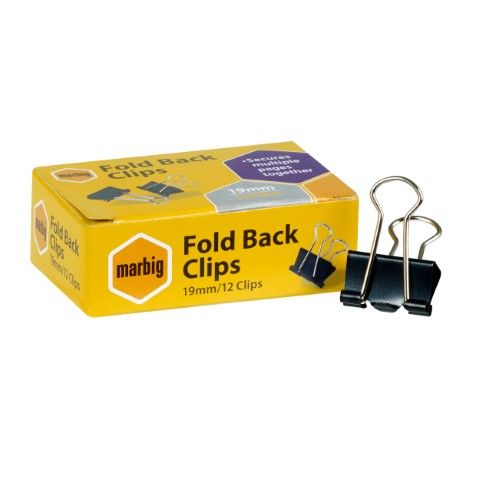 FOLD BACK CLIPS 19MM BX12   MARBIG