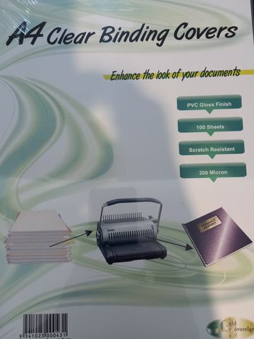 BINDING COVER CLEAR 200MIC A4  BX100