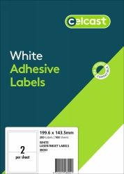CELCAST 48002 2UP LABEL 199.6 X 143.5MM PK100
SHEETS
