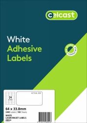 CELCAST 48024 24UP LABEL 64 X 33.8MM WHITE
BOX 100 SHEETS