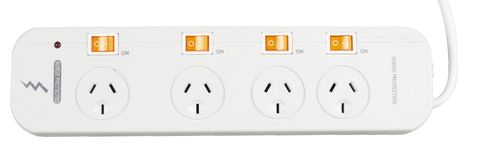 POWERBOARD 4 OUTLET WITH INDIVIDUAL SWITCH SURGE PROTECTION