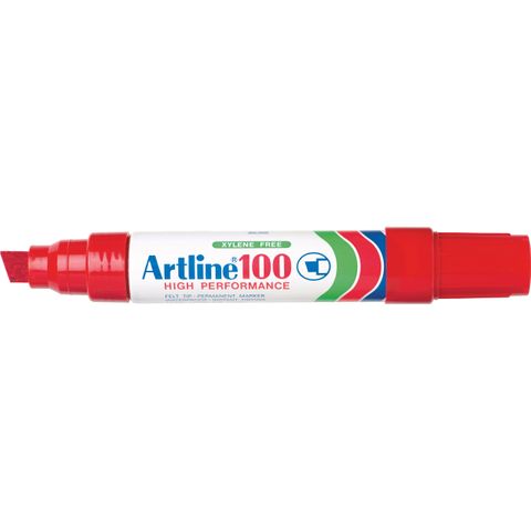 MARKER ARTLINE 100 RED PERMANENT 12MM CHISEL NIB