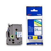 TZE253 BROTHER 24MM BLUE TEXT ON WHITE TAPE - 8 METRES- CQS15